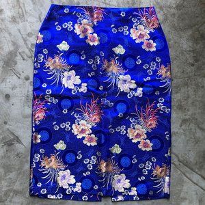 vintage Forever 21 royal blue Chinese patterned pencil skirt Sz 0